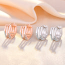 2 Pairs K22 Women Geometric Cutout Micro-Set Diamond Ear Buckles(Rose Gold)