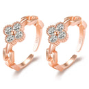 2 PCS J328 Four-Leaf Clover Zircon Inlaid Open Adjustable Ring(Rose Gold)