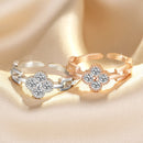 2 PCS J328 Four-Leaf Clover Zircon Inlaid Open Adjustable Ring(Rose Gold)