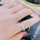 2 PCS J328 Four-Leaf Clover Zircon Inlaid Open Adjustable Ring(Rose Gold)
