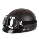 BSDDP A0318 PU Helmet With Goggles, Size: One Size(Black Brown)