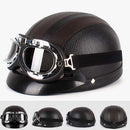 BSDDP A0318 PU Helmet With Goggles, Size: One Size(Black Brown)