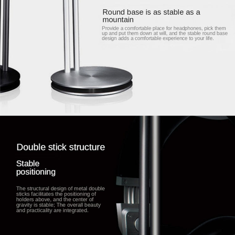 S-M1 Aluminum Double Layer Headset Storage Shelf Hanger(Matte Black)