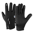 Outdoor Sports Velvet Cold-proof Touch Screen Zipper Gloves, Size: M(Black)