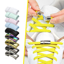 4 Sets SLK28 Metal Magnetic Buckle Elastic Free Tied Laces, Style: Silver Magnetic Buckle