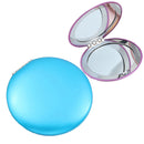 3 PCS Makeup Small Mirror Folding Portable Clamshell Circular Mirror(Sky Blue)