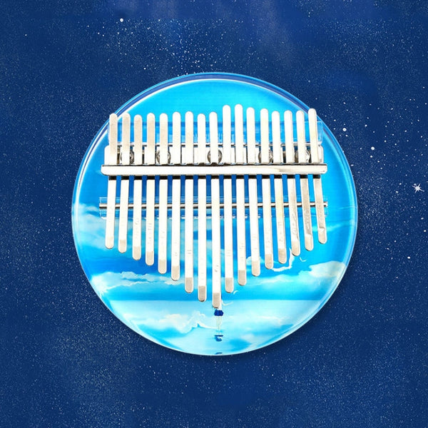 02888 Crystal Transparent Painted Kalimba Thumb Piano(Blue Sea and Sky)