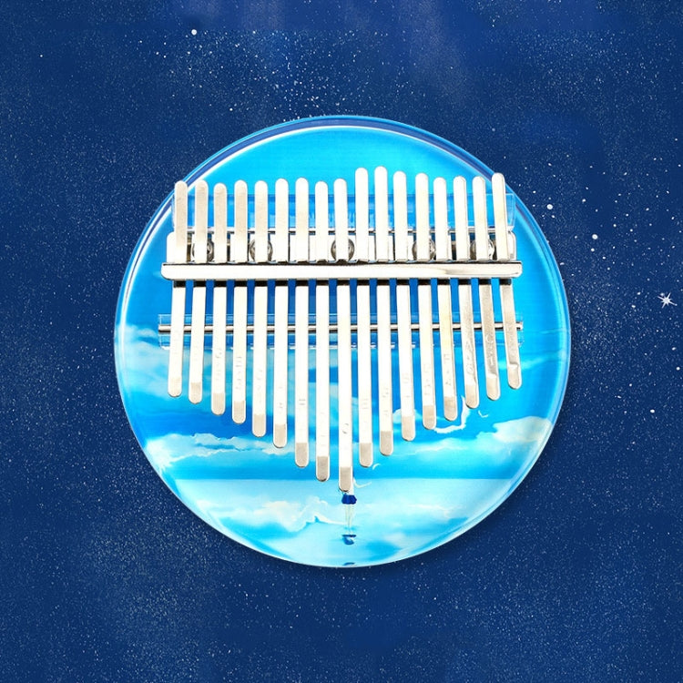 02888 Crystal Transparent Painted Kalimba Thumb Piano(Blue Sea and Sky)