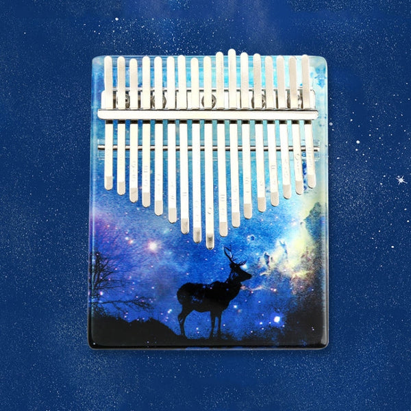 02888 Crystal Transparent Painted Kalimba Thumb Piano(Splendid elk + full set of accessories)