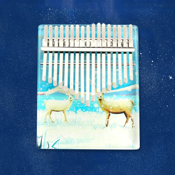 02888 Crystal Transparent Painted Kalimba Thumb Piano(Snow Elk)