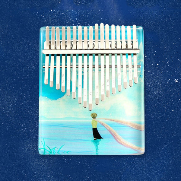 02888 Crystal Transparent Painted Kalimba Thumb Piano(Realm of Sky)