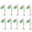 10 PCS HENGJIA SP054 6.7cm / 7g Fresh Water Sequins Road Bait(Green Stripes)