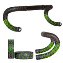 JH085 Chrysanthemum Pattern Shock Absorption Gradient Color Bicycle Handlebar(Black Bottom Cyan Print)