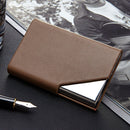 Men Leather Stainless Steel Business Card Clamp(Grey)