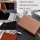 Men Leather Stainless Steel Business Card Clamp(Brown)