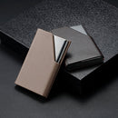 Men Leather Stainless Steel Business Card Clamp(Grey)