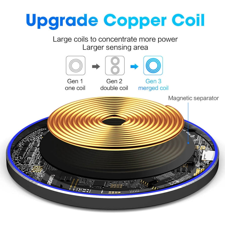 20W QI Metal Mirror Ultra-thin Wireless Charger(Black)