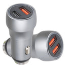 Aluminum Alloy Cigarette Lighter Applicable Car Charger, Model: Gray Double QC