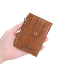 BAELLERRY K9149 Multi-Card Buckle Zip Coin Pocket Thin Card Holder(Brown)