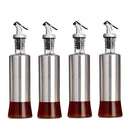 4 PCS Stainless Steel Glass Oil Bottle Kitchen Pressed Seasoning Bottle, Capacity: 300ml