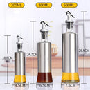 4 PCS Stainless Steel Glass Oil Bottle Kitchen Pressed Seasoning Bottle, Capacity: 300ml