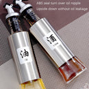 4 PCS Stainless Steel Glass Oil Bottle Kitchen Pressed Seasoning Bottle, Capacity: 300ml