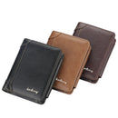 Baellerry D9159 Men Short Tri-Fold Zip Coin Purse Thin Card Holder(Black)
