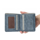 Baellerry BLR1152 Men Short Wallet Vintage Frosted Two Fold Wallet(Blue Vertical)