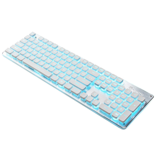 LANGTU L1 104 Keys USB Home Office Film Luminous Wired Keyboard, Cable Length:1.6m(Ice Blue Light Silver white)