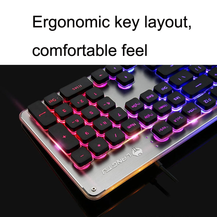 LANGTU L1 104 Keys USB Home Office Film Luminous Wired Keyboard, Cable Length:1.6m(Orange Light Black)