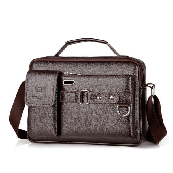 WEIXIER D235 Men Shoulder Bag Portable PU Leather Handbag(Brown)