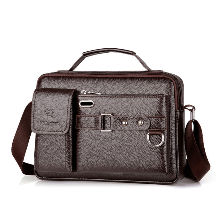WEIXIER D235 Men Shoulder Bag Portable PU Leather Handbag(Brown)