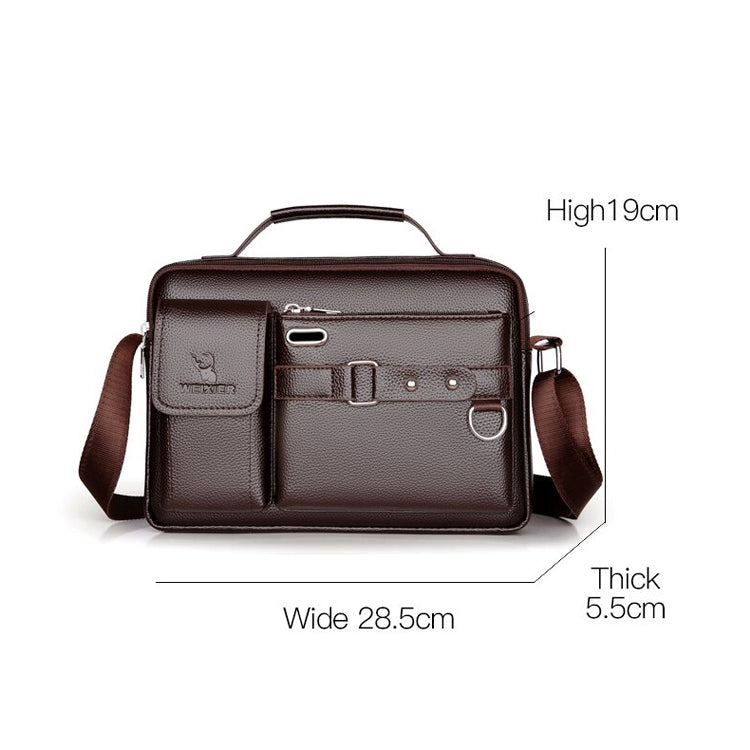 WEIXIER D235 Men Shoulder Bag Portable PU Leather Handbag(Brown)