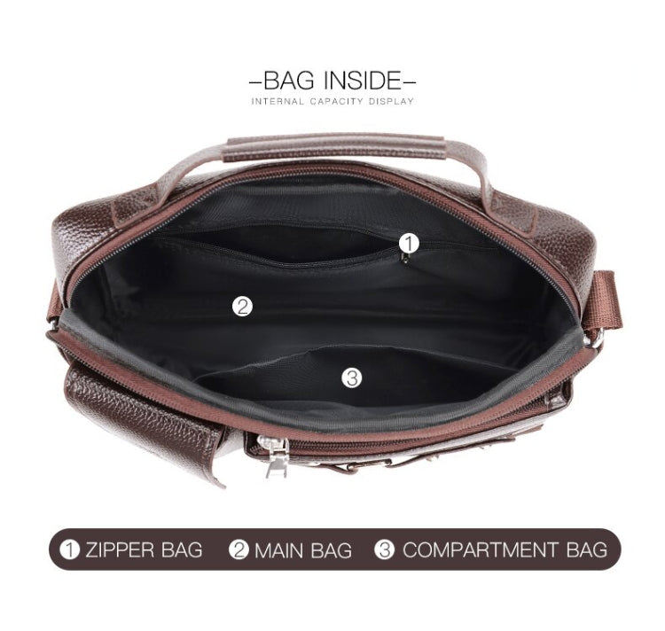WEIXIER D235 Men Shoulder Bag Portable PU Leather Handbag(Brown)