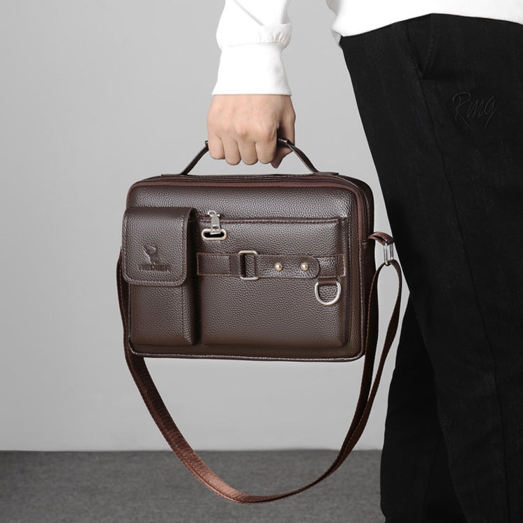 WEIXIER D235 Men Shoulder Bag Portable PU Leather Handbag(Brown)