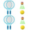 2 Pairs Children Badminton Tennis Racket Outdoor Sports With Two Balls(Blue)