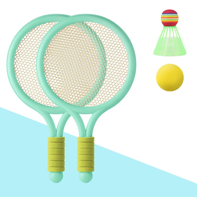 2 Pairs Children Badminton Tennis Racket Outdoor Sports With Two Balls(Green)