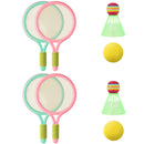 2 Pairs Children Badminton Tennis Racket Outdoor Sports With Two Balls(Pink Green)