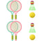 2 Pairs Children Badminton Tennis Racket Outdoor Sports With Two Balls(Pink Green)