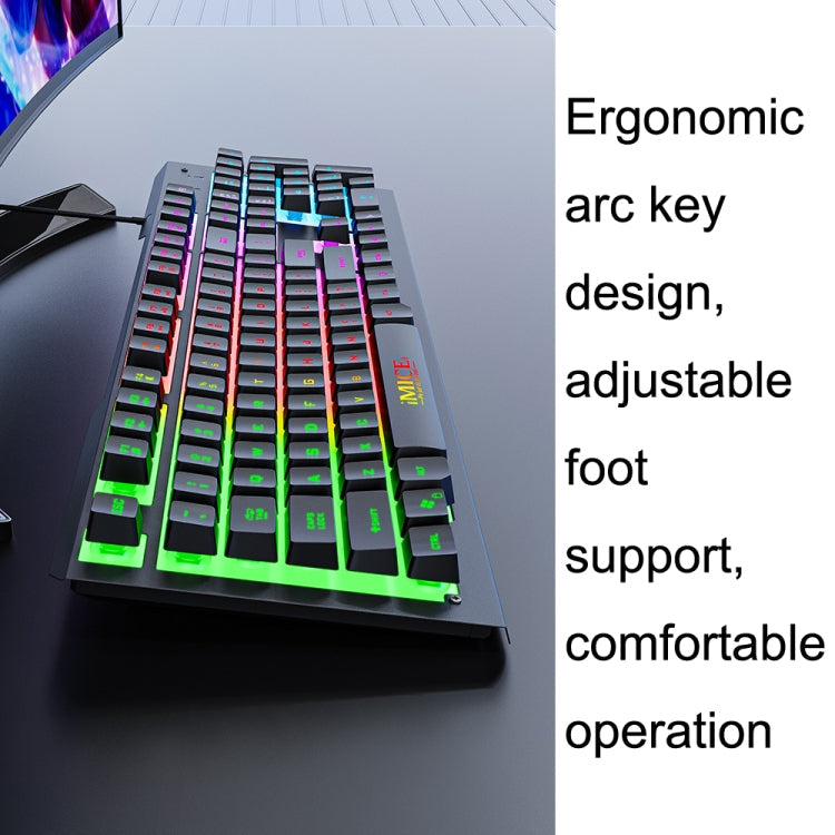 IMICE AK-900 104 Keys Metal Backlit Gaming Wired Suspended Illuminated Keyboard, Cable Length: 1.5m(Black)