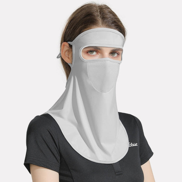 GOLOVEJOY Summer Ice Silk Sunscreen Face Shield Ladies Outdoor Neck Protection Veil(Gray)