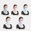 GOLOVEJOY Summer Ice Silk Sunscreen Face Shield Ladies Outdoor Neck Protection Veil(Blue )