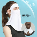 GOLOVEJOY Summer Ice Silk Sunscreen Face Shield Ladies Outdoor Neck Protection Veil(Blue )