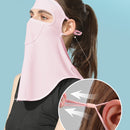 GOLOVEJOY Summer Ice Silk Sunscreen Face Shield Ladies Outdoor Neck Protection Veil(White )