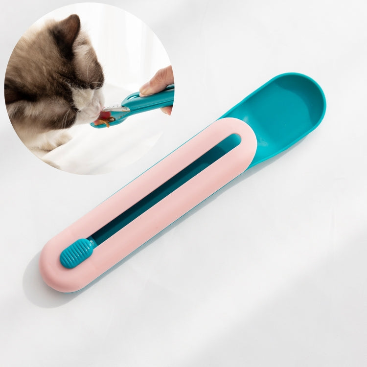 2 PCS Cat Strip Feeder Squeeze Snack Spoon Pet Liquid Food Squeeze(Pink Spoon Green pole)