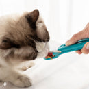 2 PCS Cat Strip Feeder Squeeze Snack Spoon Pet Liquid Food Squeeze(Green Spoon Pink Pole)
