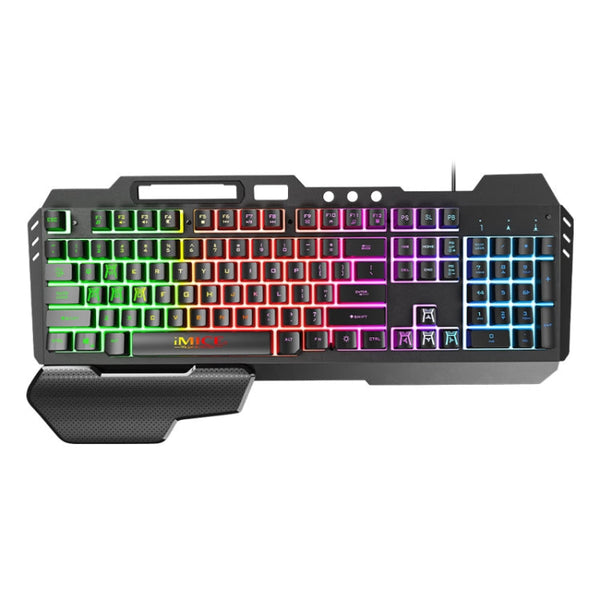 IMICE GK-700 104 Keys Metal Backlit Gaming Wired Suspended Illuminated Keyboard With Hand Rest, Cable Length: 1.5m(Black)
