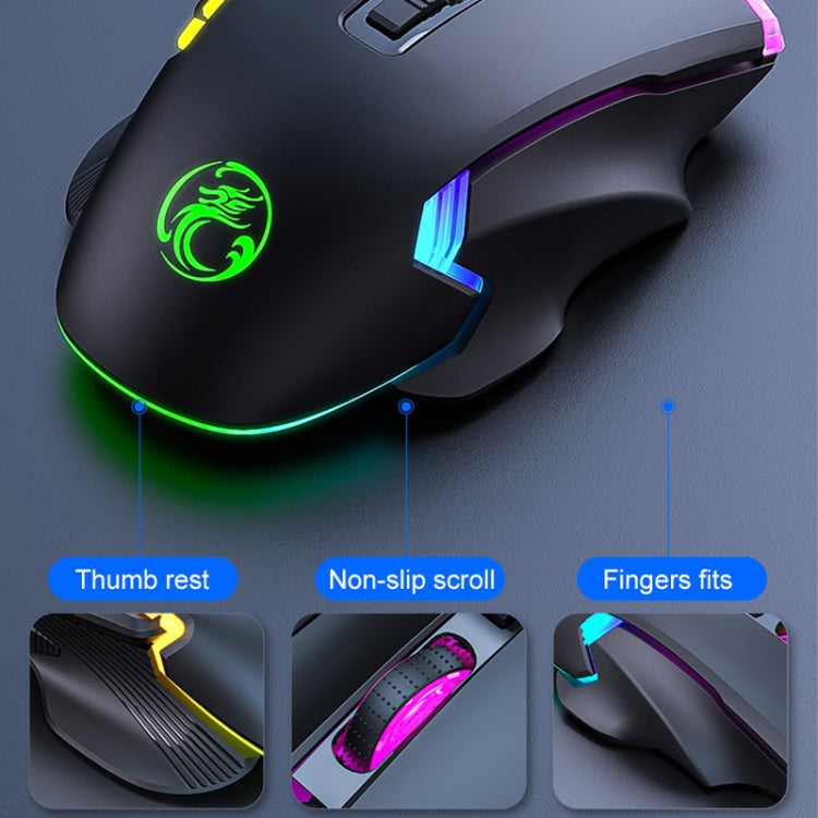 IMICE T70 8-Button 7200DPI RGB Lighting Programmable Wired Gaming Mouse, Cable Length: 1.8m(Black)