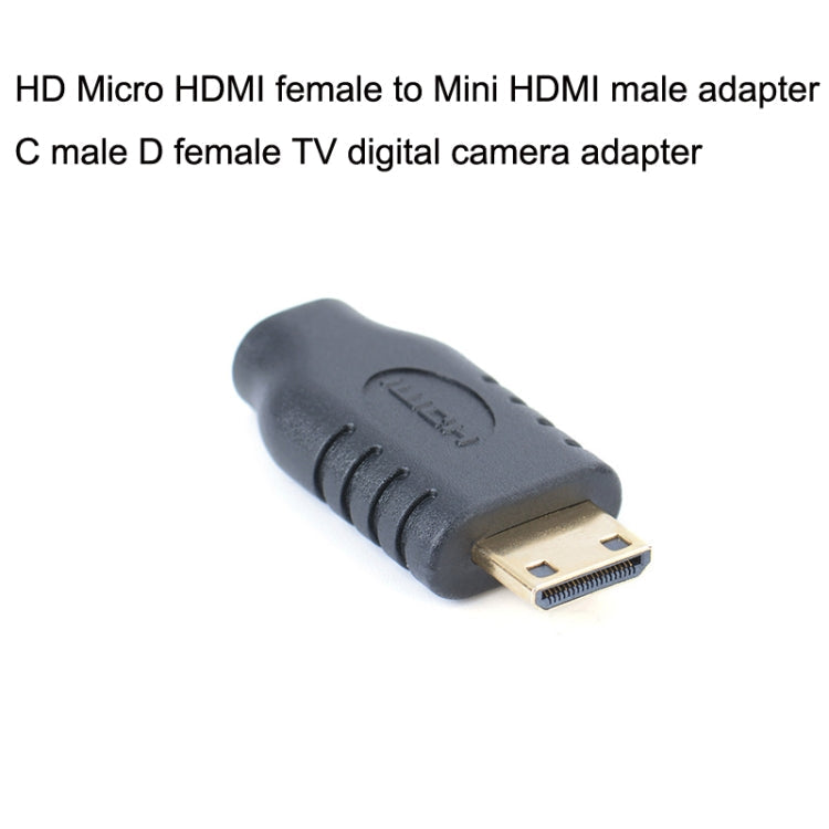 2 PCS Mini Micro HDMI Adapter C Male To D Female(Black)