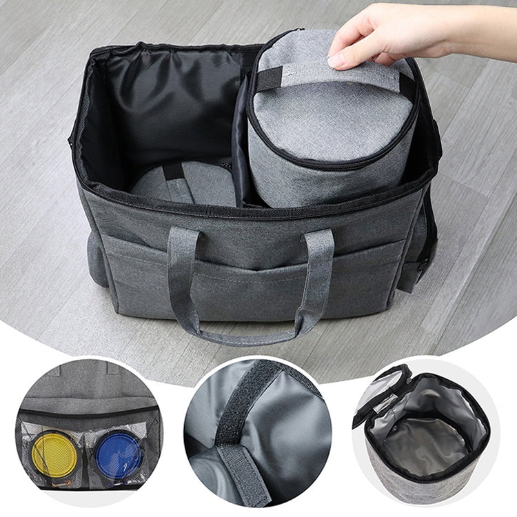 Travel Portable Carry Out Pet Supplies Storage Single-shoulder Bag Without Dog Bowl(Gray)